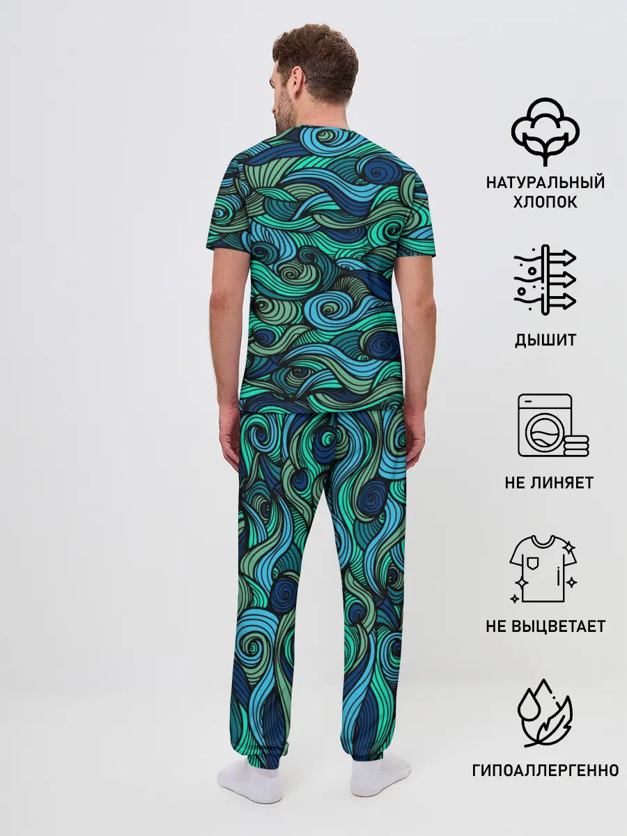 Мужская пижама с брюками / Морская пучина