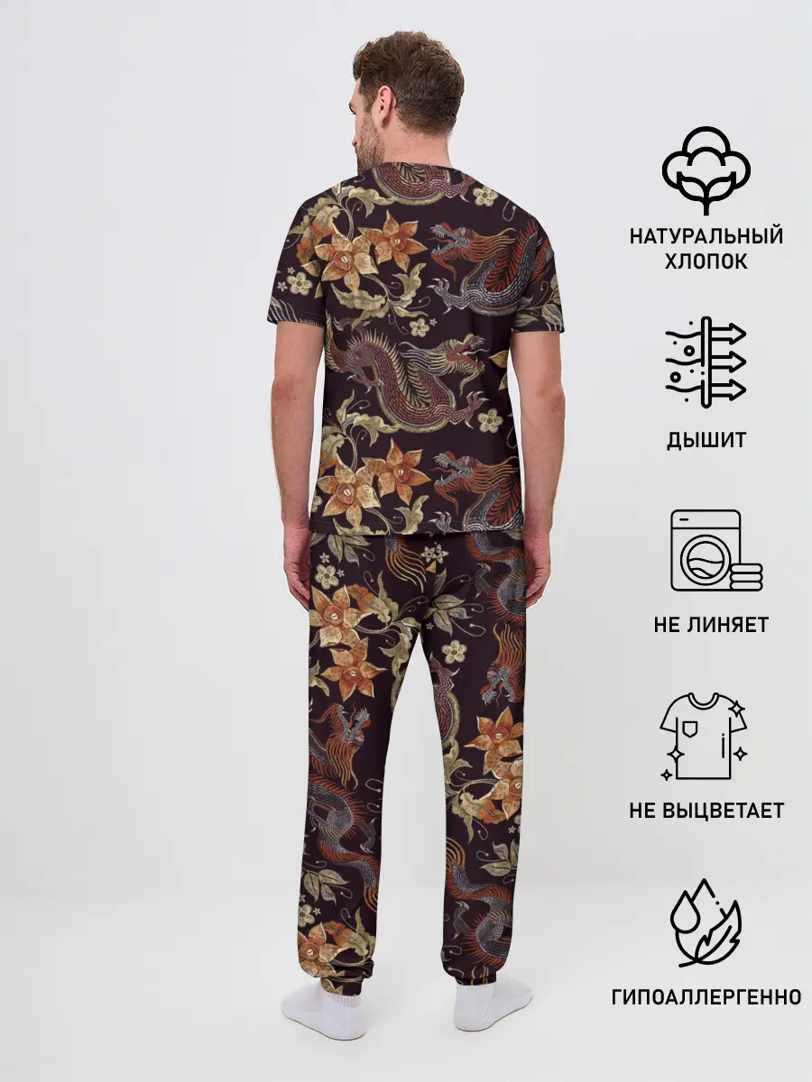 Мужская пижама с брюками / Японские драконы