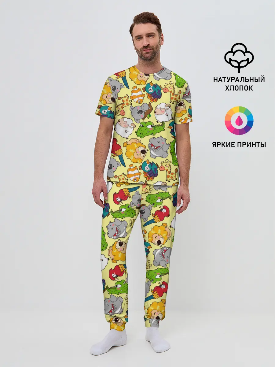 Мужская пижама с брюками / Зоопарк