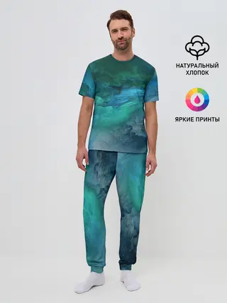Мужская пижама с брюками / Изумрудные Облака