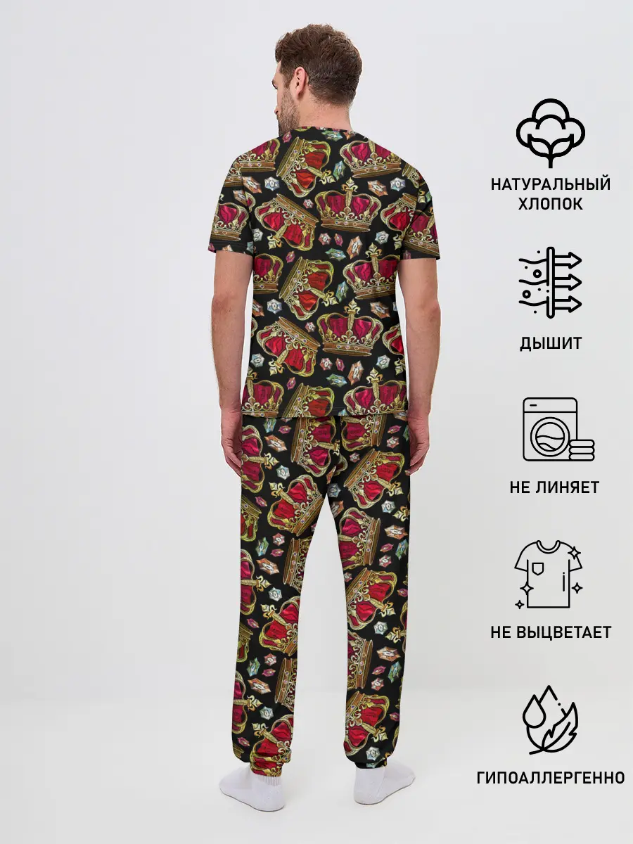 Мужская пижама с брюками / Короны