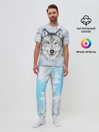 Мужская пижама с брюками / Волк