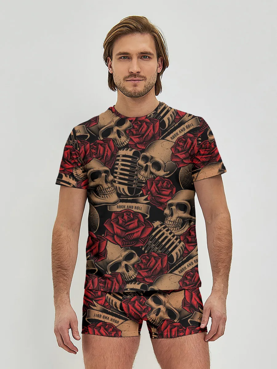 Мужские трусы с футболкой / Черепа Рок-н-ролл