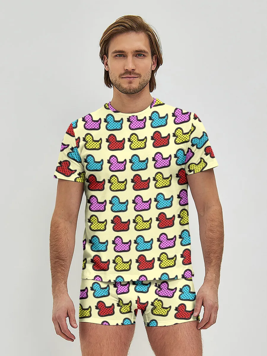 Мужские трусы с футболкой / Утиный фон | Утки | Ducks