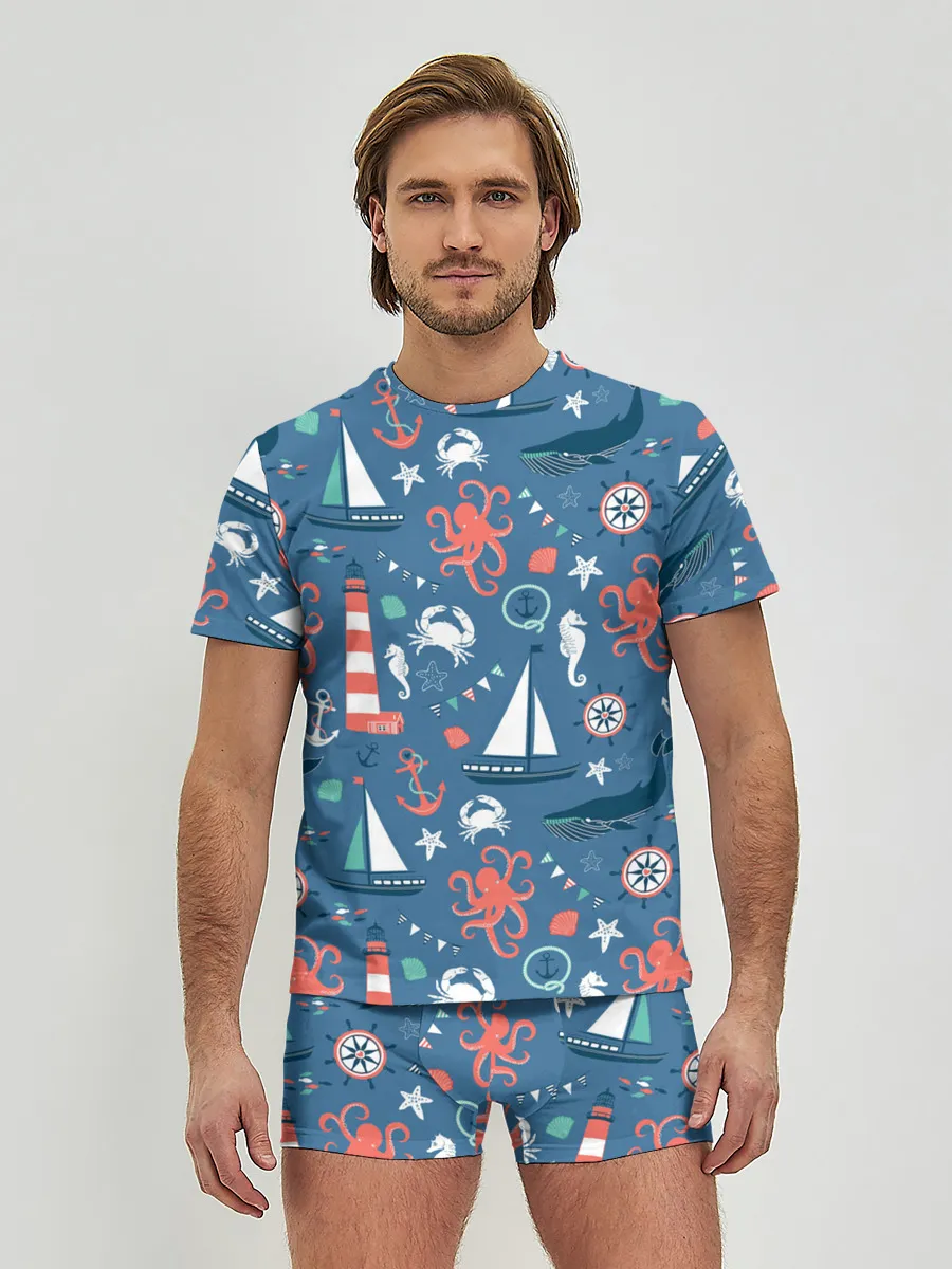 Мужские трусы с футболкой / Морские жители