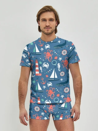 Мужские трусы с футболкой / Морские жители