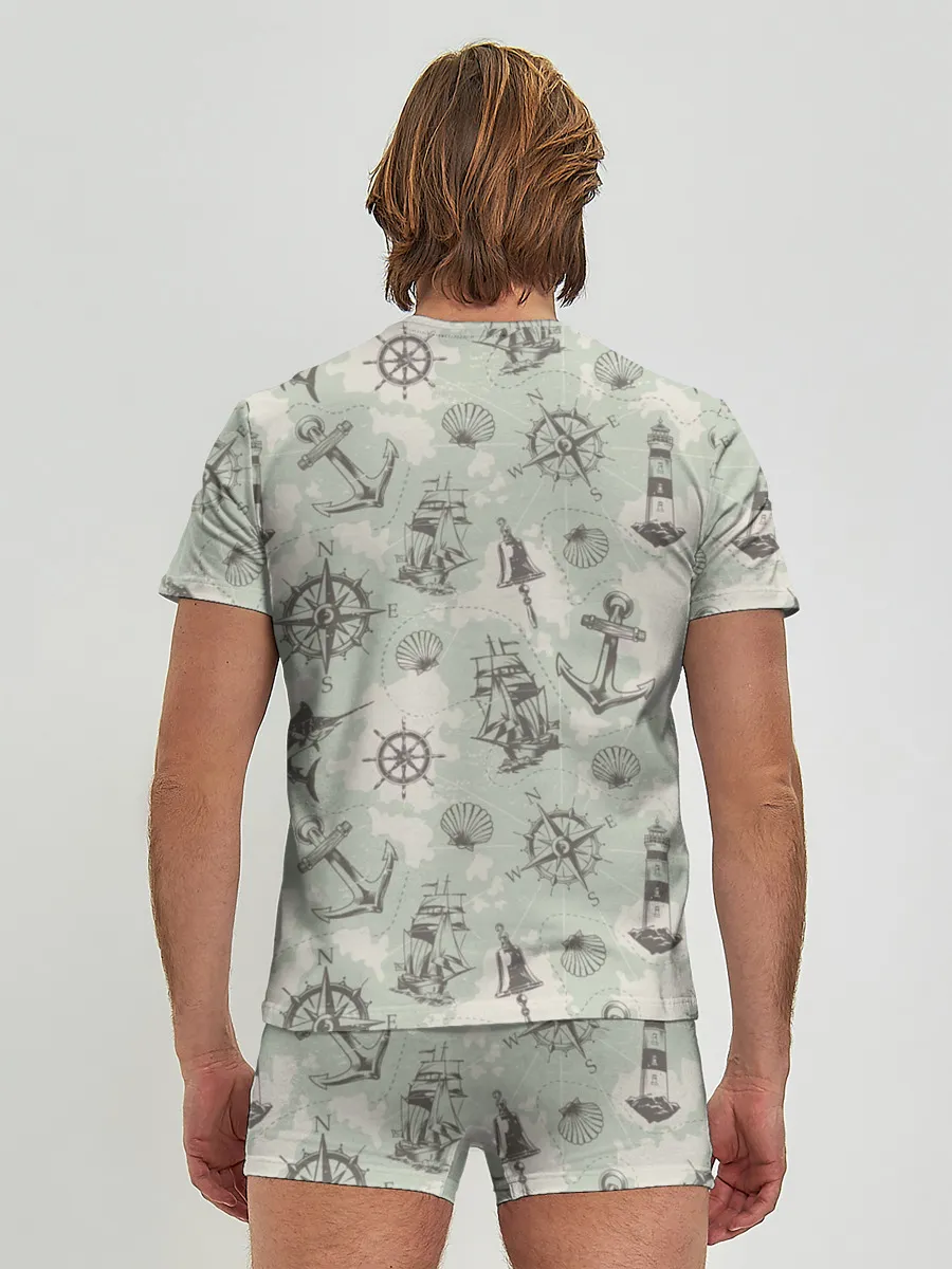 Мужские трусы с футболкой / Морская карта