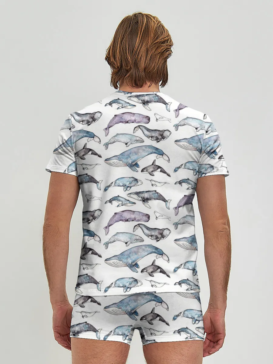 Мужские трусы с футболкой / киты паттерн