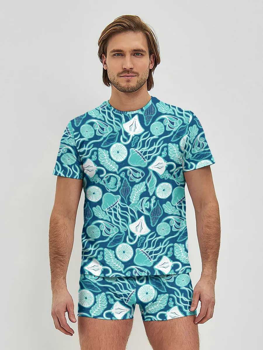 Мужские трусы с футболкой / Скаты и медузы