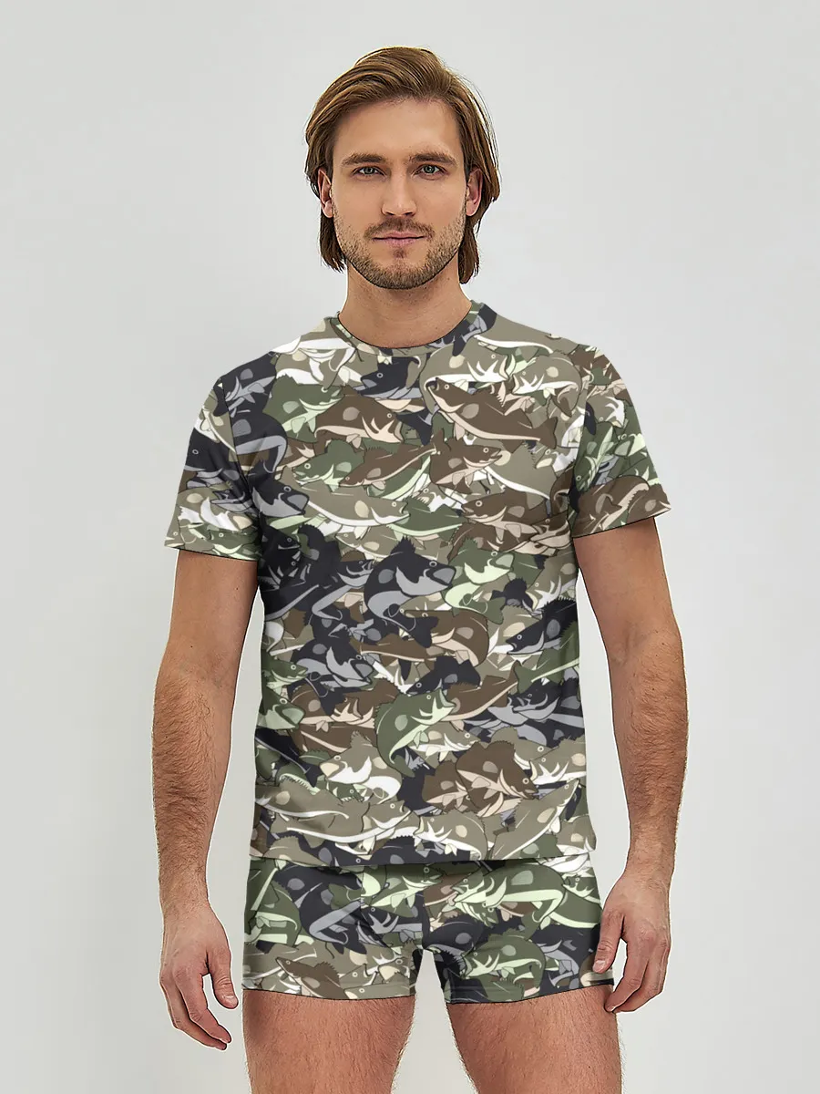 Мужские трусы с футболкой / Камуфляж для рыбака