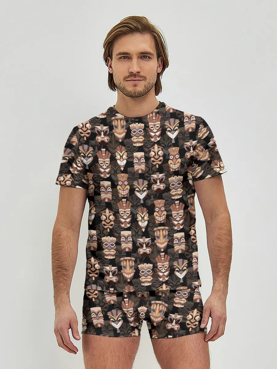 Мужские трусы с футболкой / МАСКИ ТИКИ ГАВАЙИ ПАТТЕРН