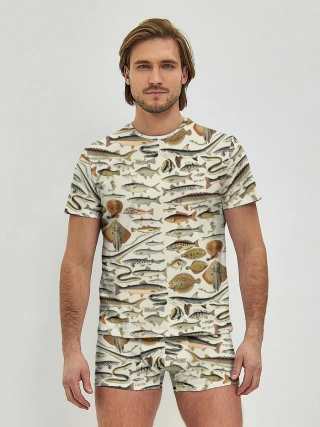 Мужские трусы с футболкой / рыбный паттерн