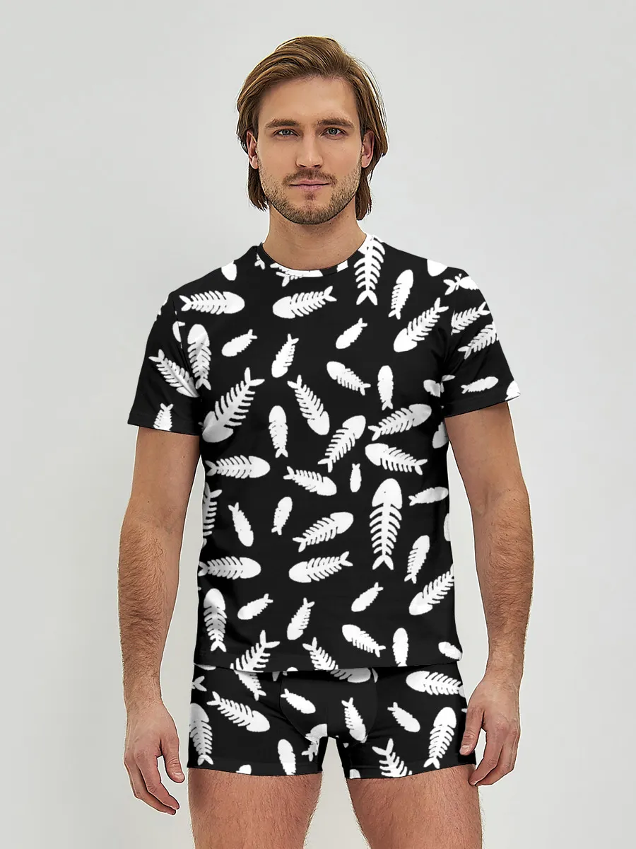 Мужские трусы с футболкой / Скелеты рыб