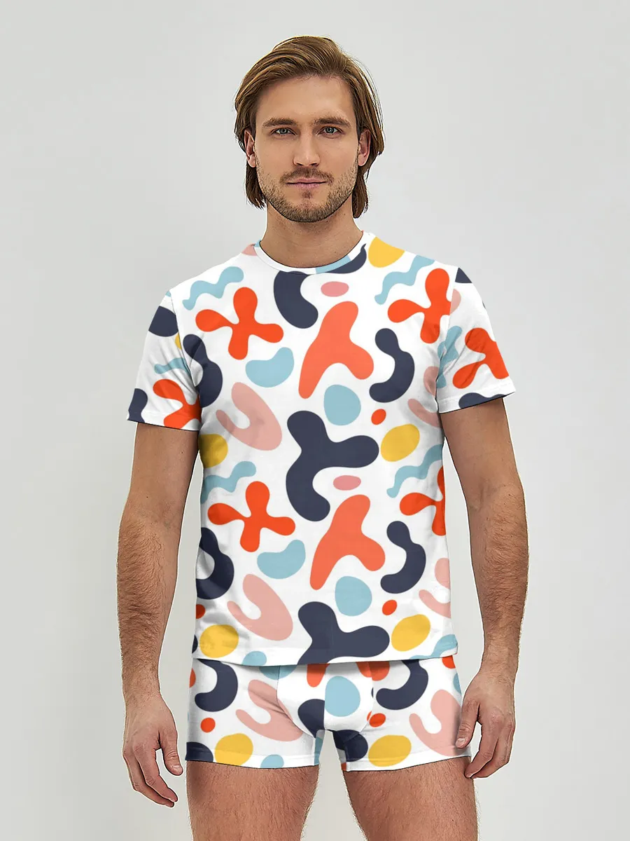 Мужские трусы с футболкой / Абстрактные цветные пятна