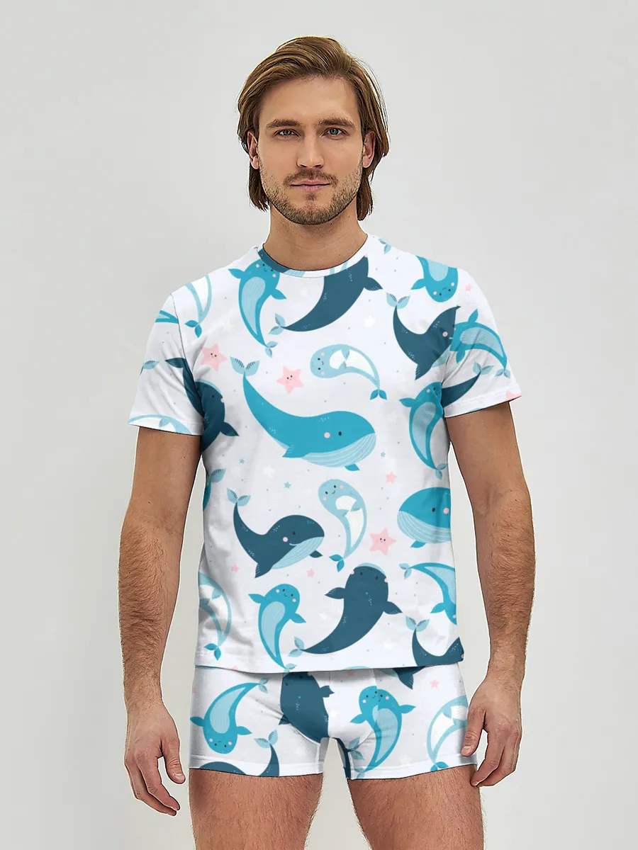 Мужские трусы с футболкой / Киты и тюлени