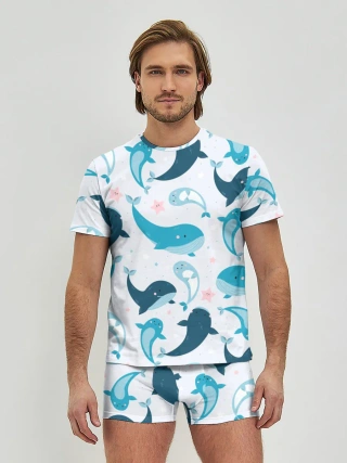 Мужские трусы с футболкой / Киты и тюлени