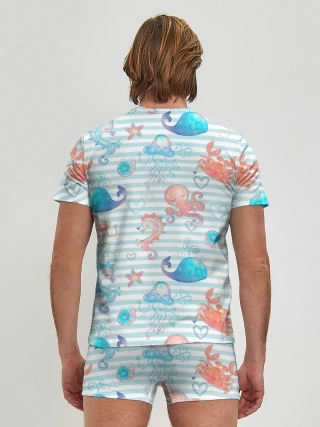 Мужские трусы с футболкой / Морские жители