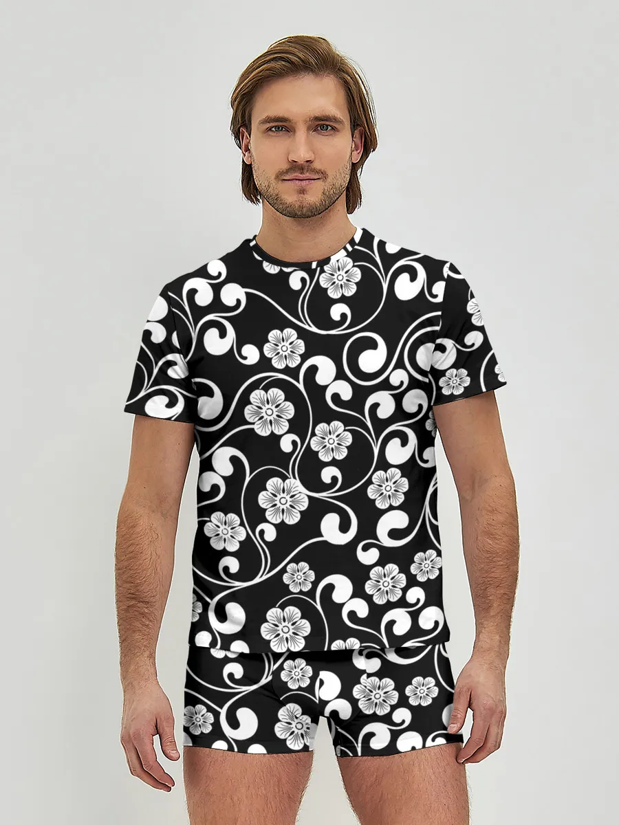 Мужские трусы с футболкой / Векторные цветы