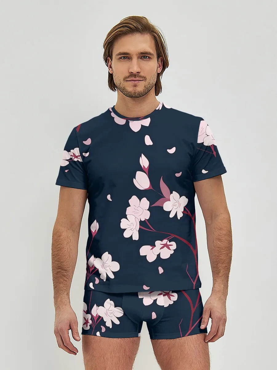 Мужские трусы с футболкой / Веточки сакуры