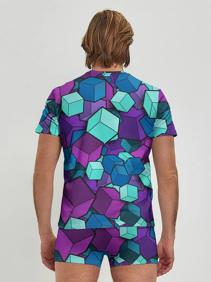 Мужские трусы с футболкой / СИРЕНЕВЫЕ КУБЫ