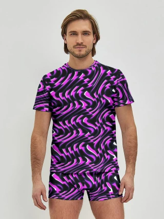 Мужские трусы с футболкой / Фиолетовые молнии