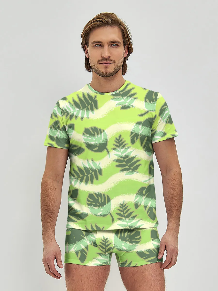 Мужские трусы с футболкой / Тропический фон