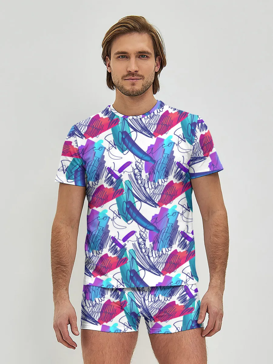 Мужские трусы с футболкой / Абстракция пятна краски