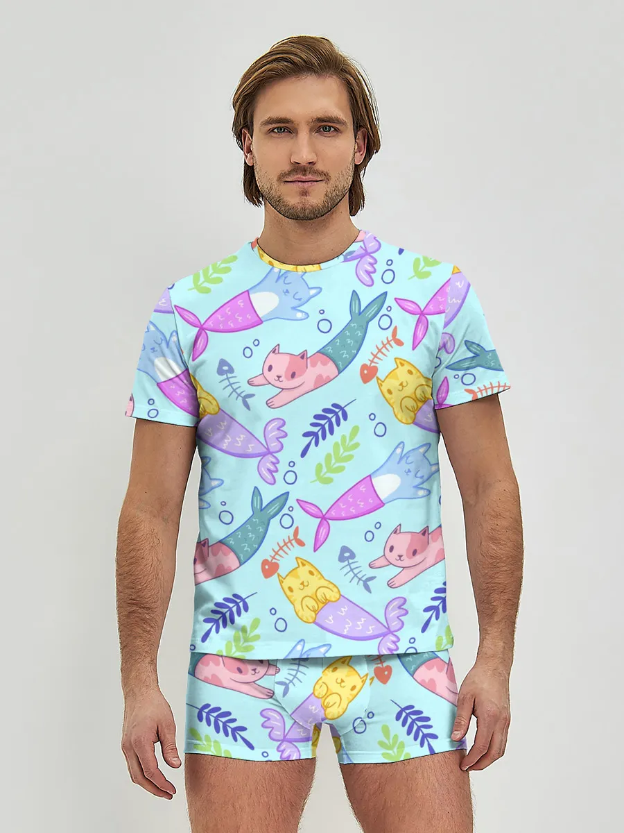 Мужские трусы с футболкой / КОТЫ РУСАЛКИ