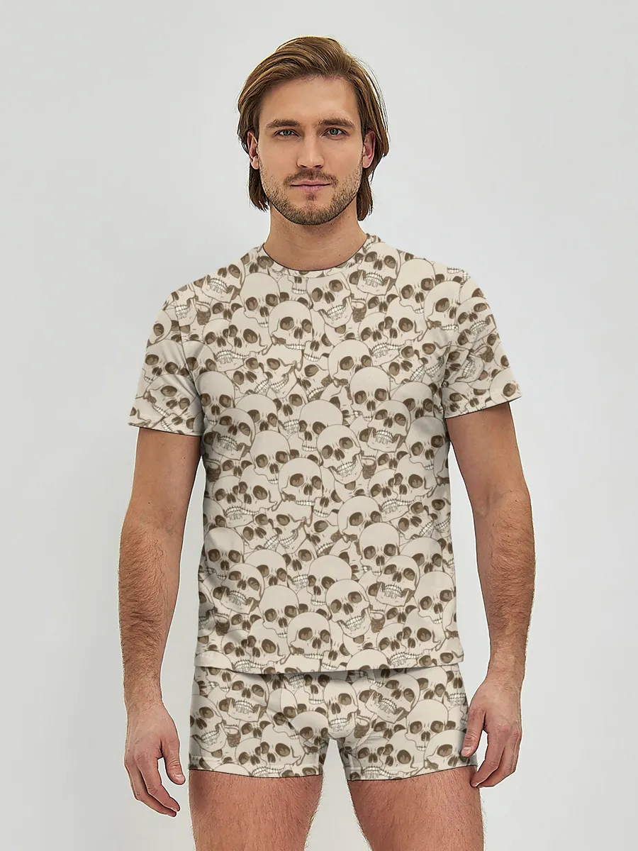 Мужские трусы с футболкой / Черепа