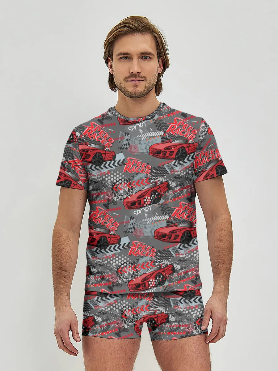Мужские трусы с футболкой / Гоночная машина