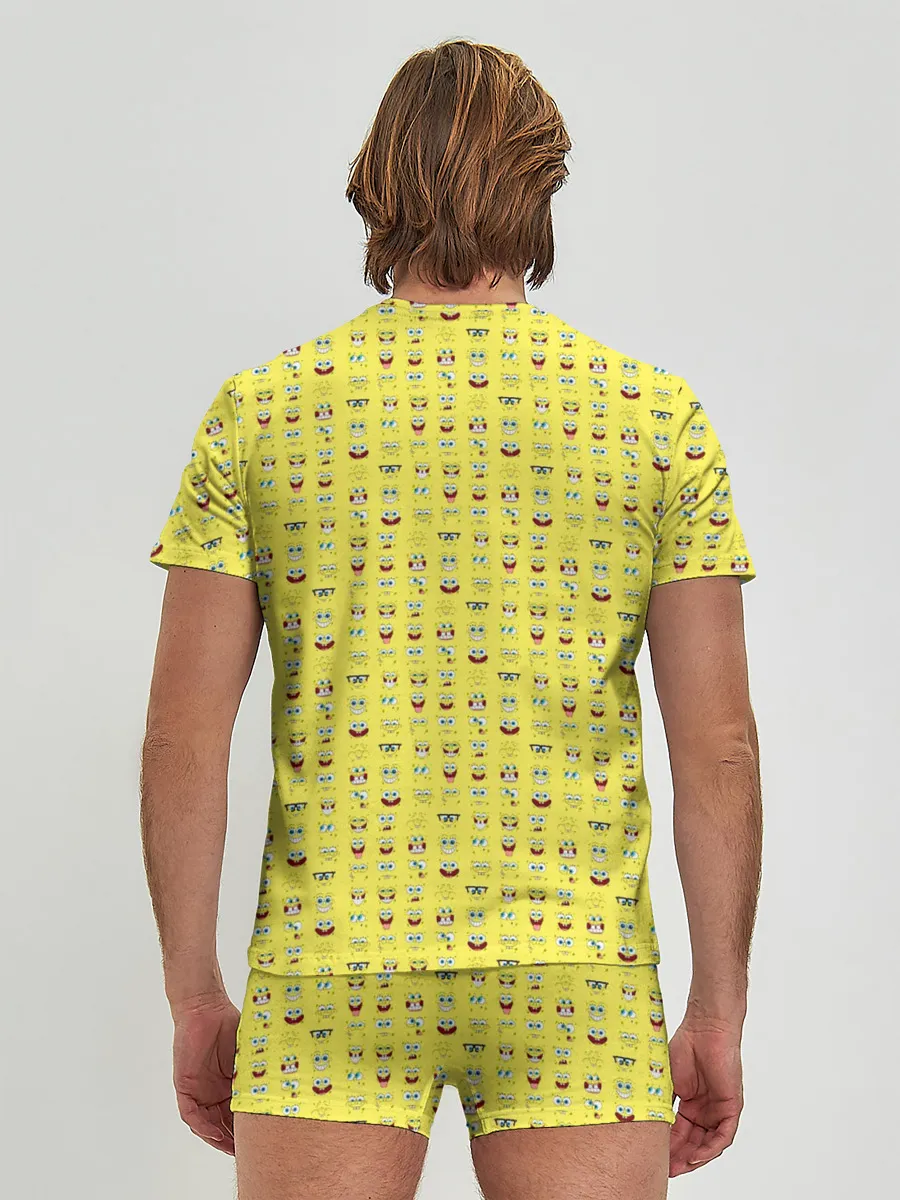Мужские трусы с футболкой / SpongeBobs facial expressions