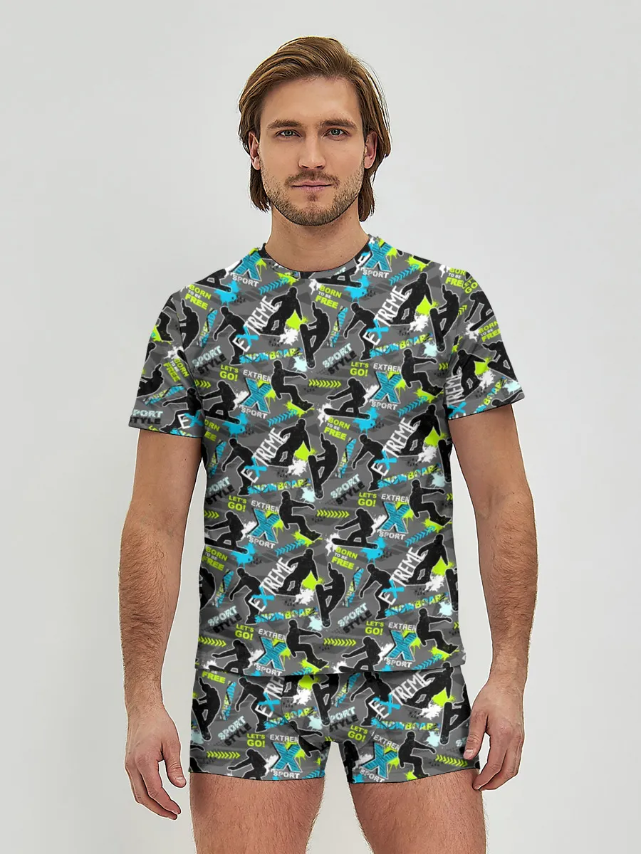 Мужские трусы с футболкой / Сноуборд