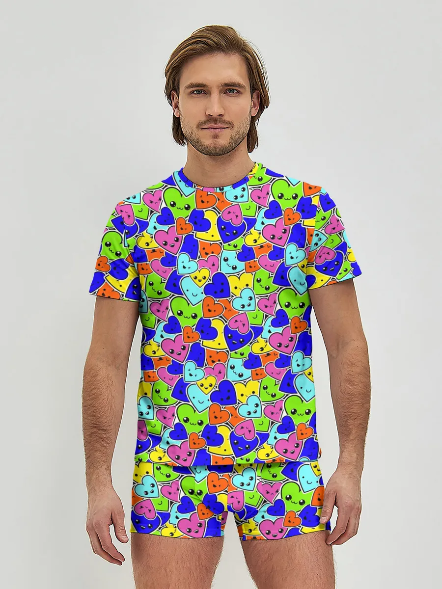 Мужские трусы с футболкой / Сердечки