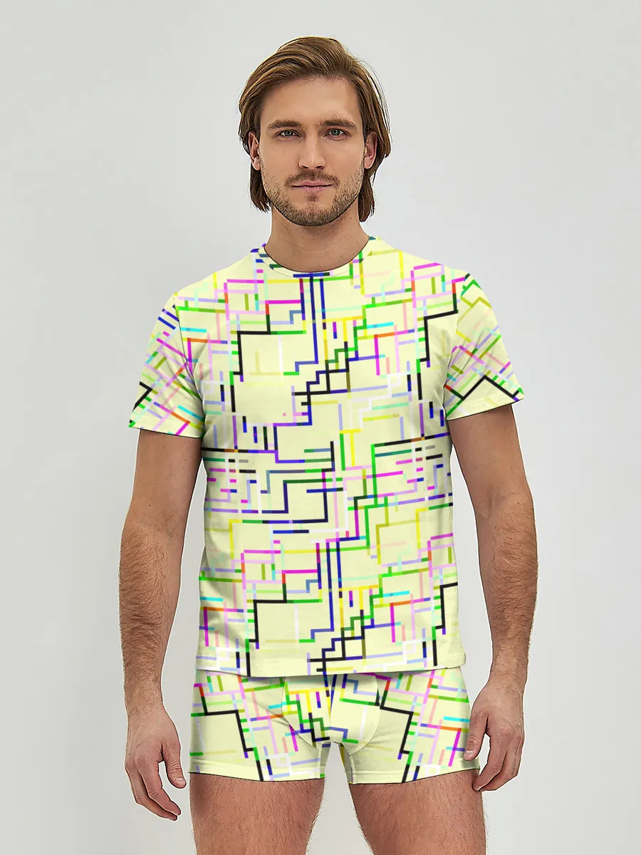 Мужские трусы с футболкой / Geometric Color