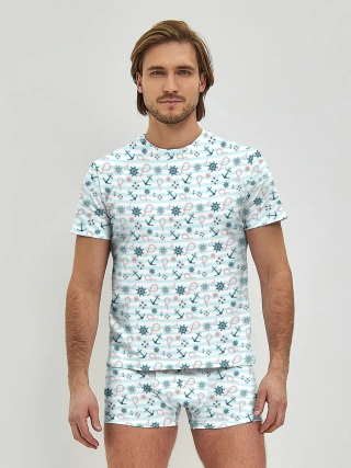 Мужские трусы с футболкой / Морской фон