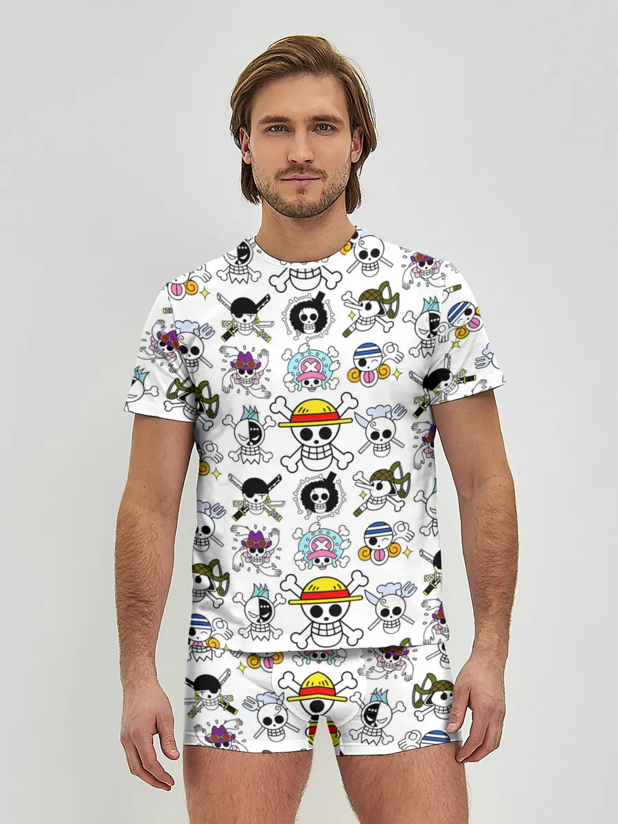 Мужские трусы с футболкой / Веселые Роджеры пиратов Соломенной Шляпы