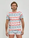 Мужские трусы с футболкой / Новогодний пиксельный узор