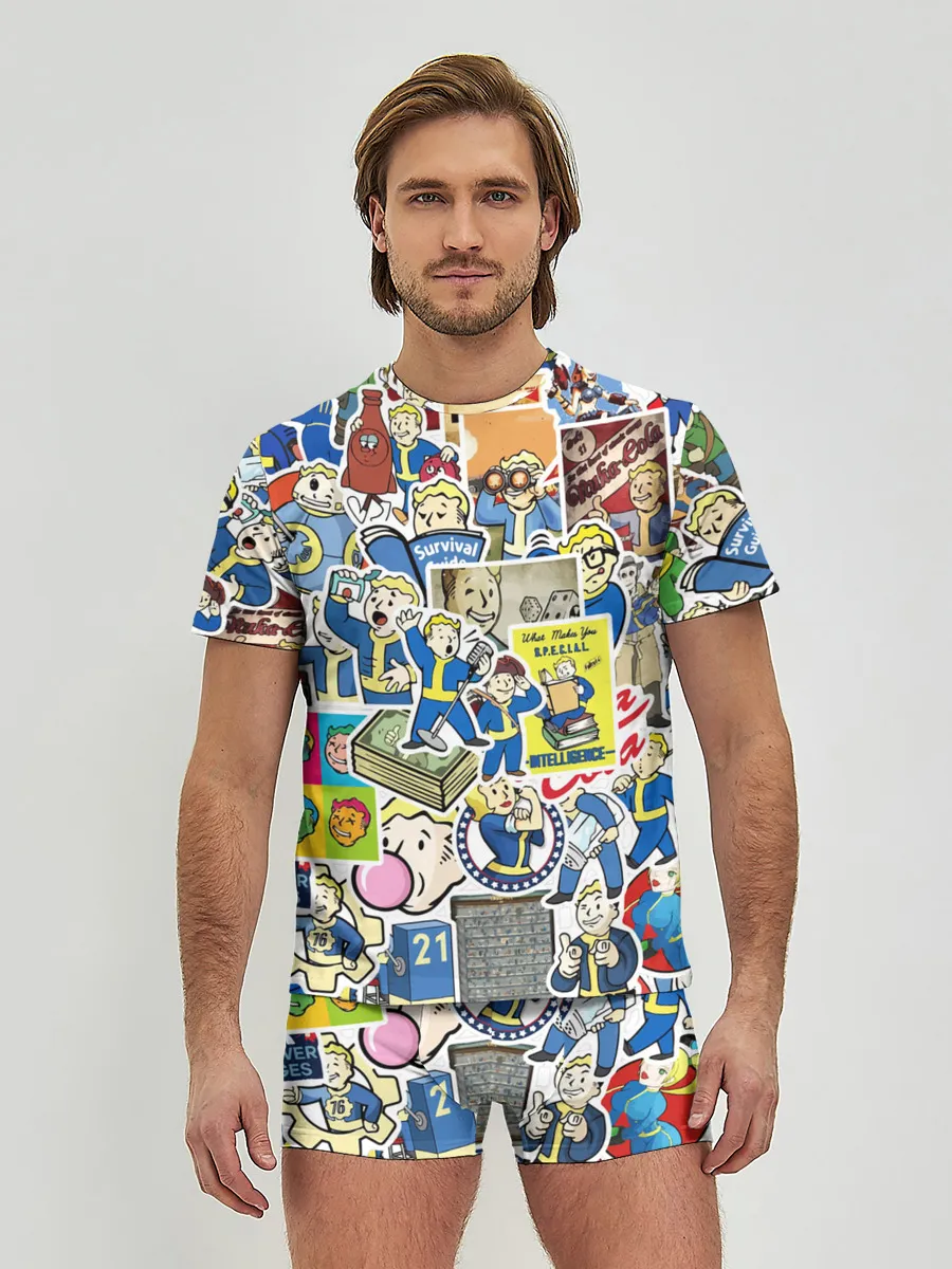 Мужские трусы с футболкой / FALLOUT STICKER BOMBING