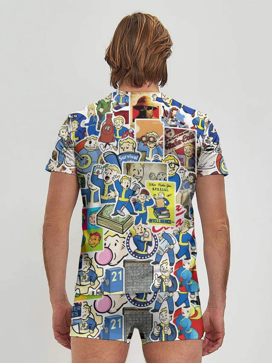 Мужские трусы с футболкой / FALLOUT STICKER BOMBING
