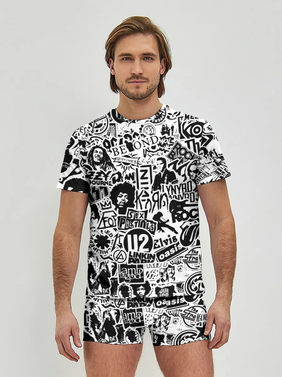 Мужские трусы с футболкой / Rock Band Logos