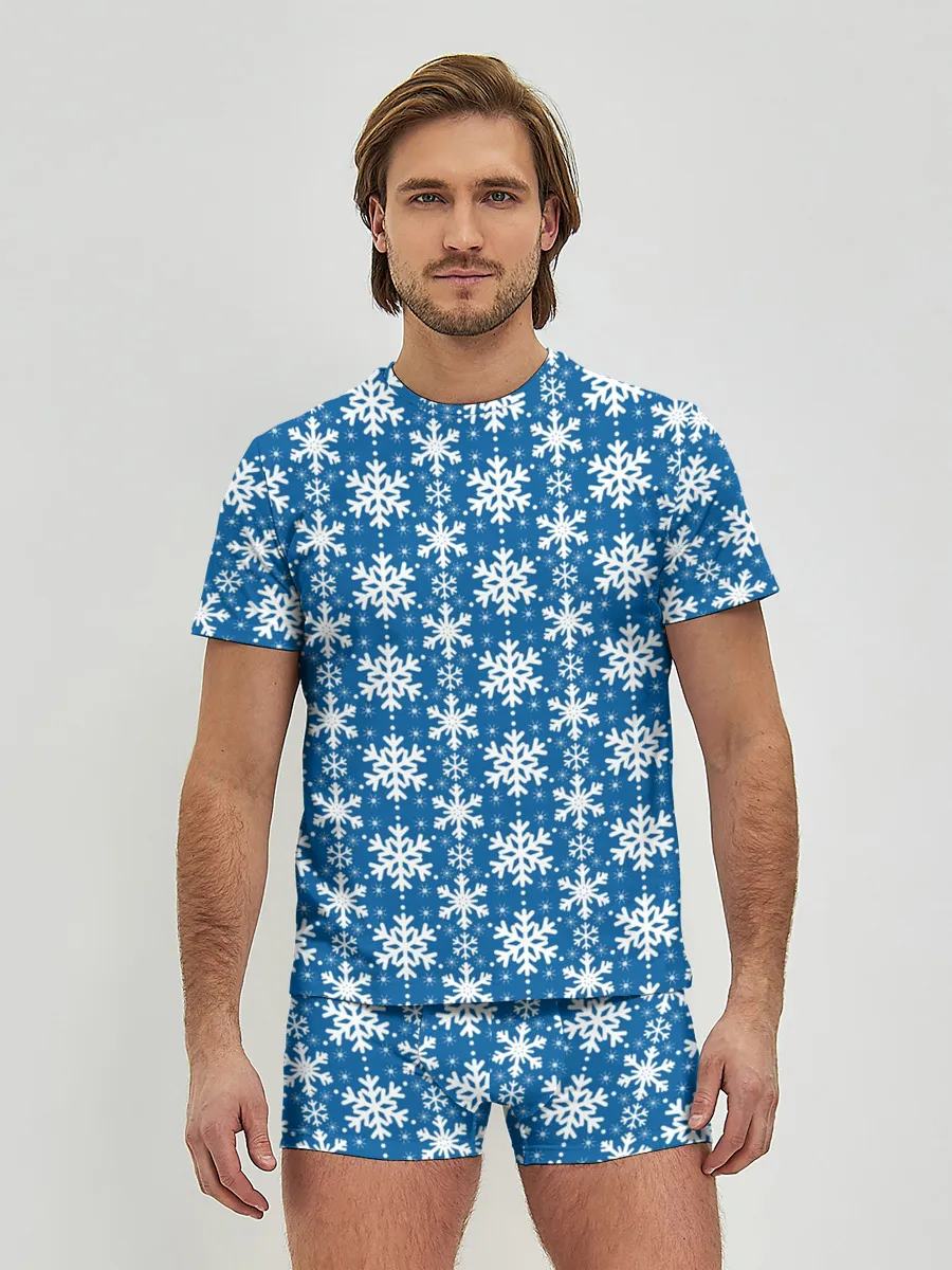 Мужские трусы с футболкой / Снежинки