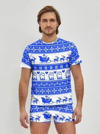 Мужские трусы с футболкой / AMONG US НОВОГОДНИЙ УЗОР