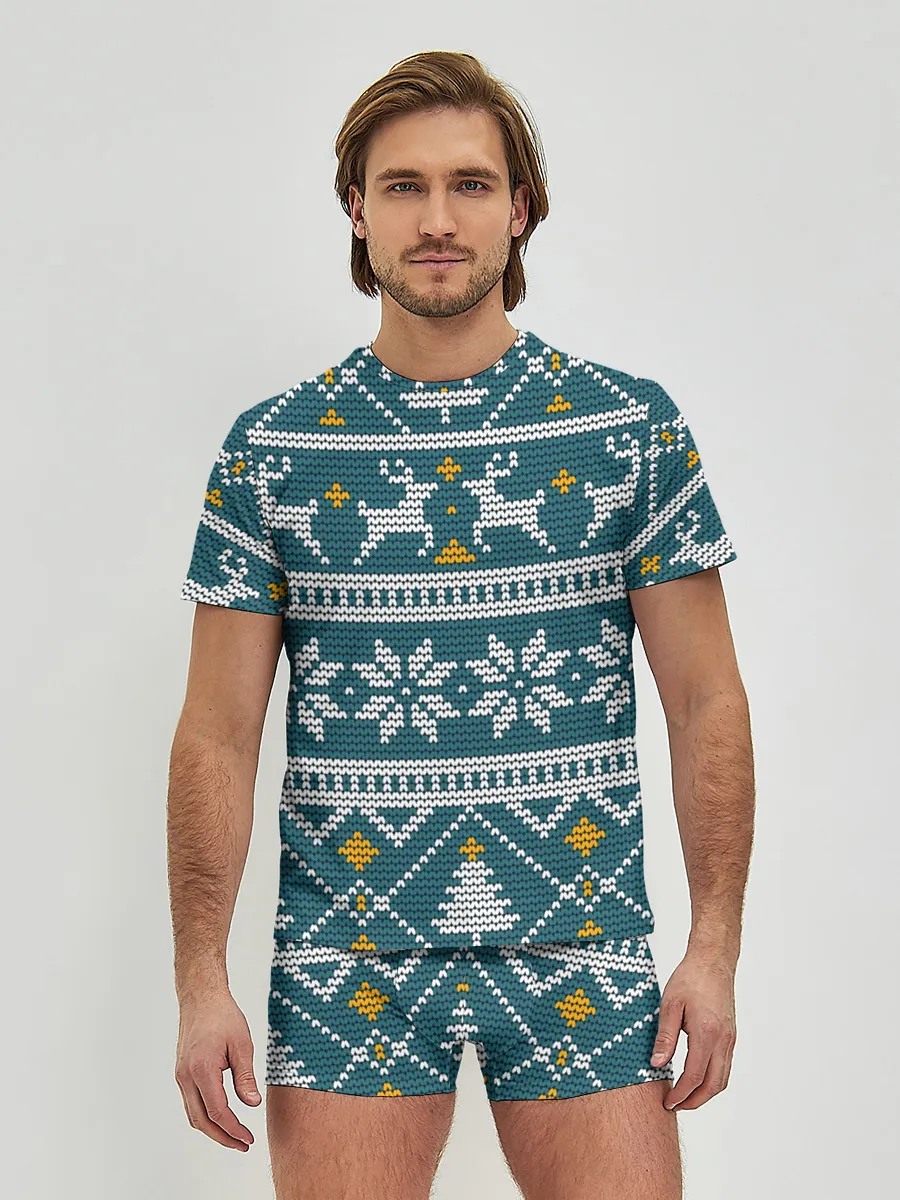 Мужские трусы с футболкой / Новогодний узор