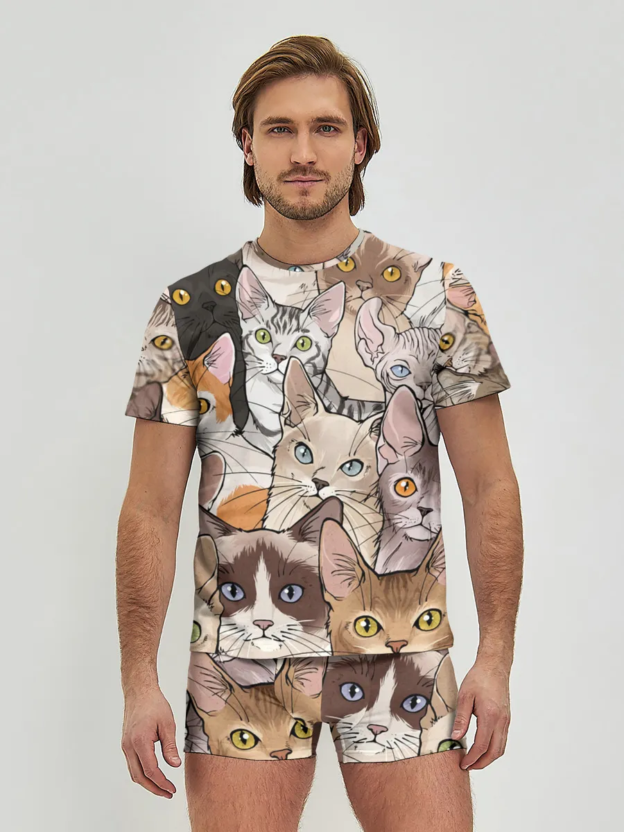 Мужские трусы с футболкой / Котики