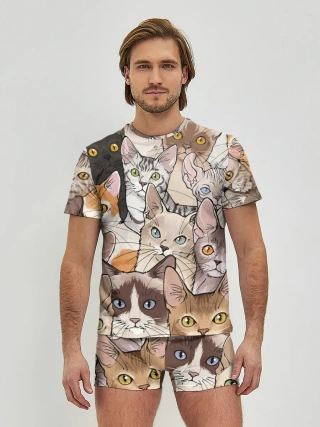 Мужские трусы с футболкой / Котики