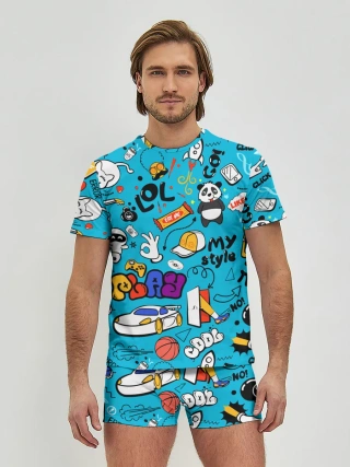 Мужские трусы с футболкой / Детское граффити