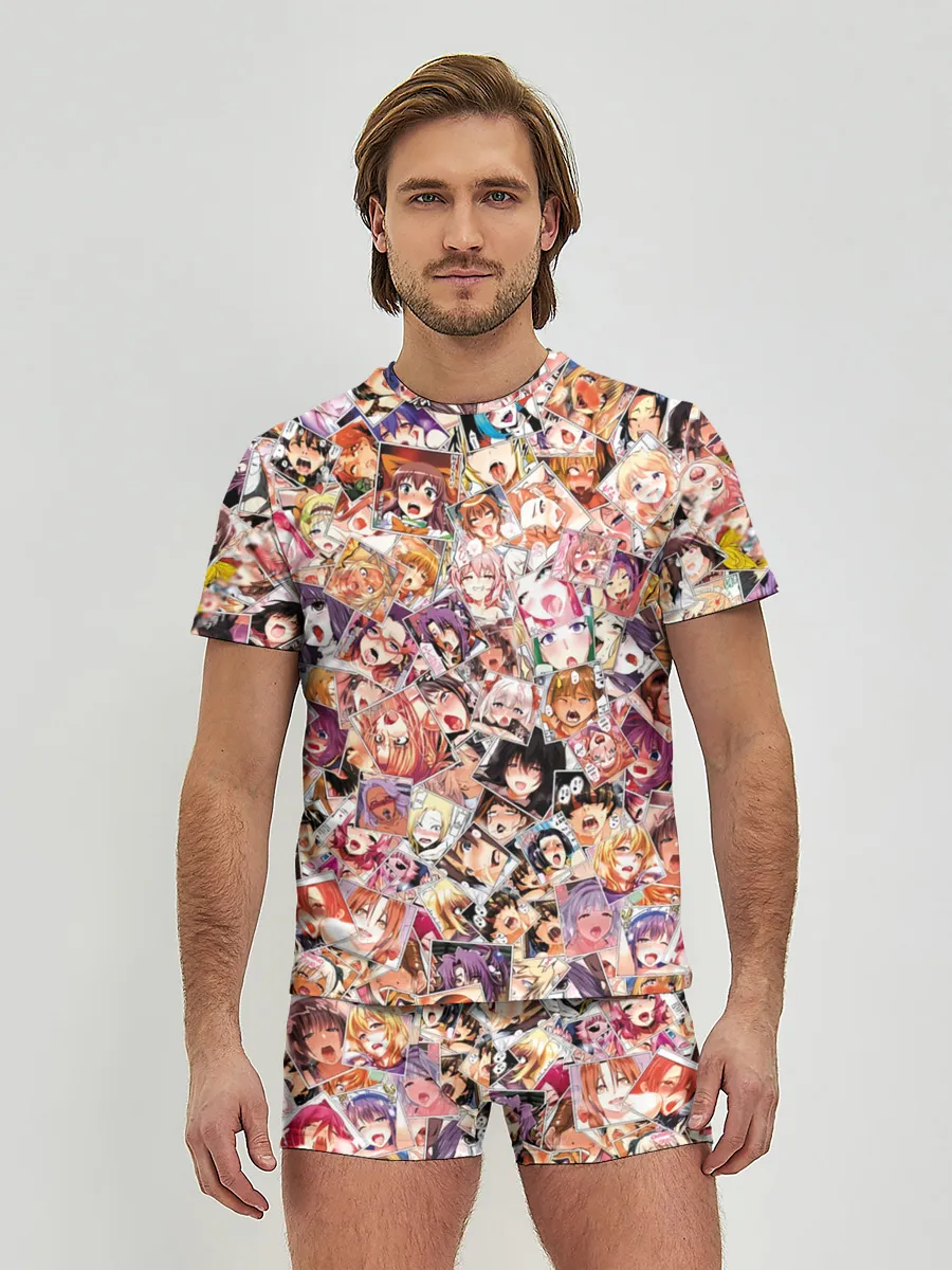 Мужские трусы с футболкой / Яркий паттерн АХЕГАО