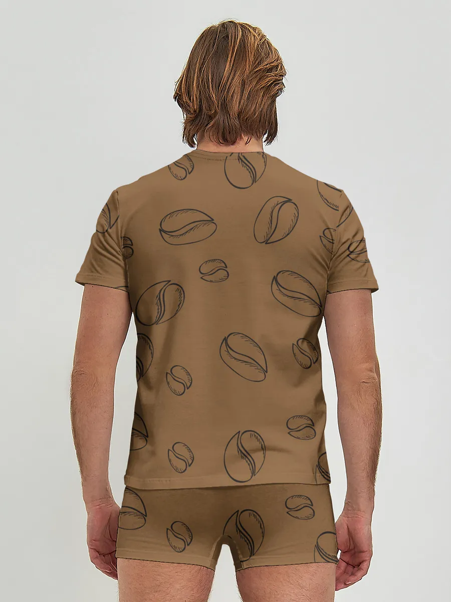 Мужские трусы с футболкой / Узор Кофейные зерна