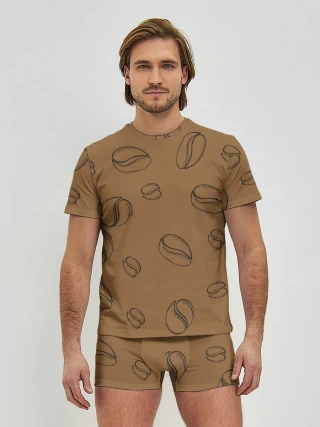Мужские трусы с футболкой / Узор Кофейные зерна