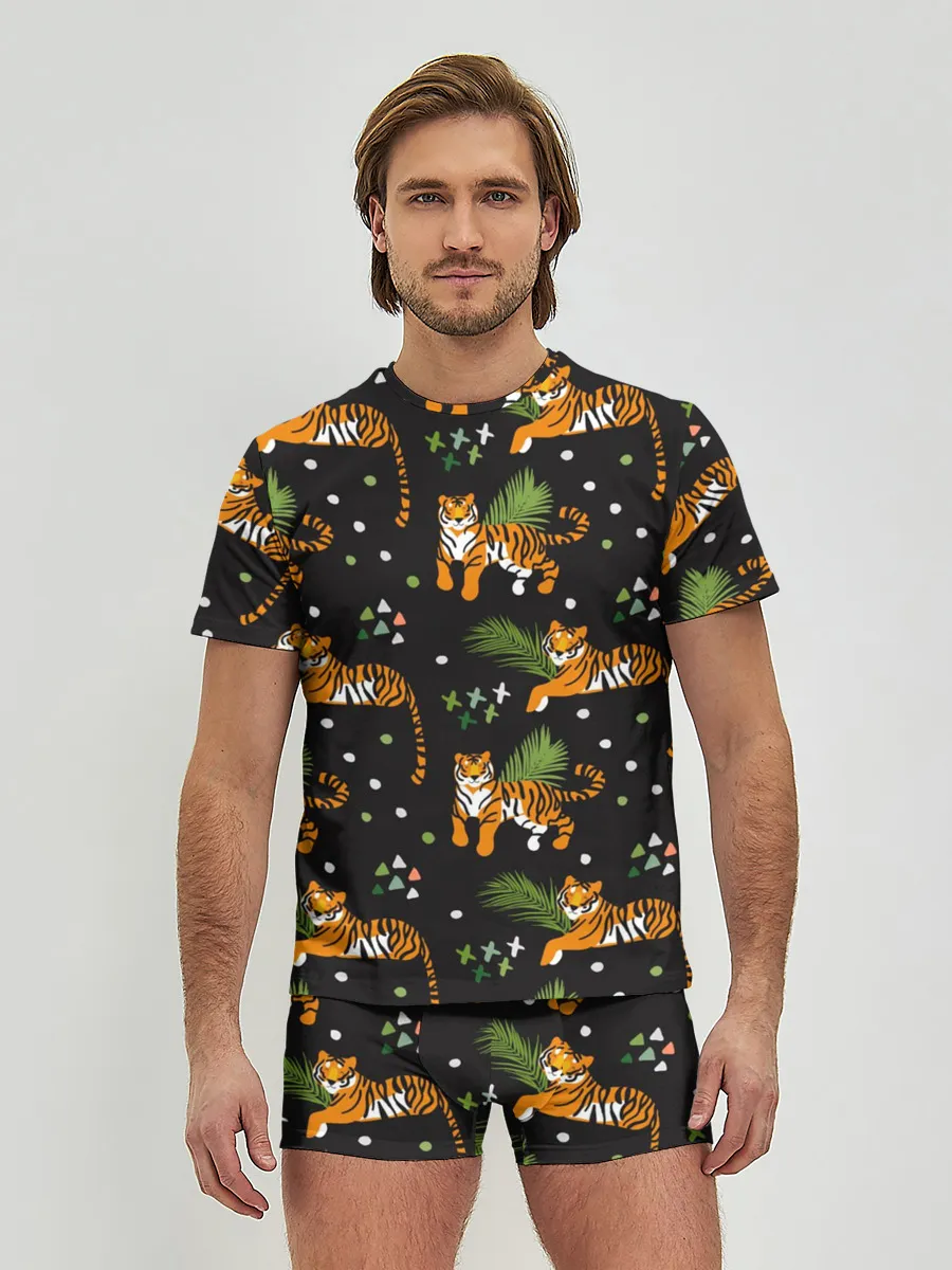 Мужские трусы с футболкой / Tigers | Тигровый Паттерн